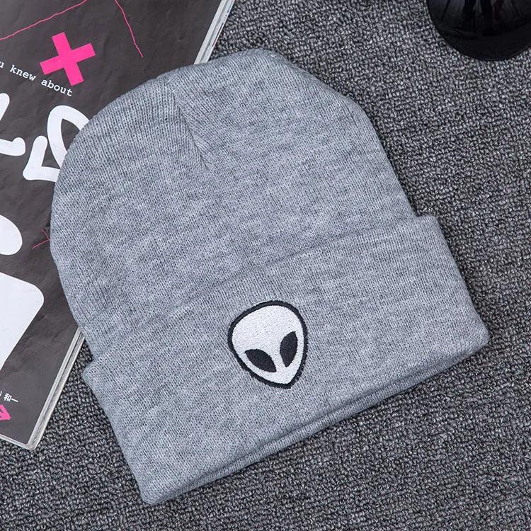 New Alien Embroidered Street Skull Knitted Hat Outdoor Ghost Head Warm Woolen Hat in Autumn and Winter - Leo’s Look Your Best 