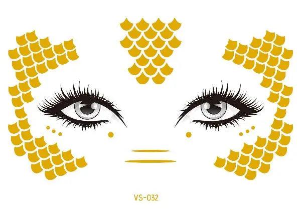 Face Metallic Temporary Tattoo Sticker,Face Gold Temporary Transfer Tattoo Freckle Sticker for Women Girls Makeup Dancer Parties - Leo’s Look Your Best 