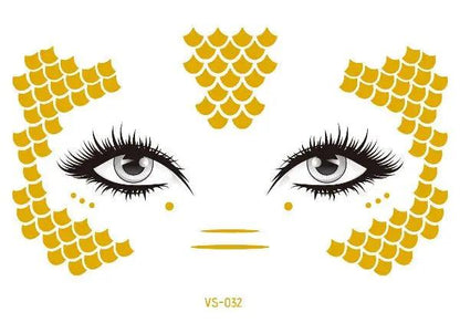 Face Metallic Temporary Tattoo Sticker,Face Gold Temporary Transfer Tattoo Freckle Sticker for Women Girls Makeup Dancer Parties - Leo’s Look Your Best 