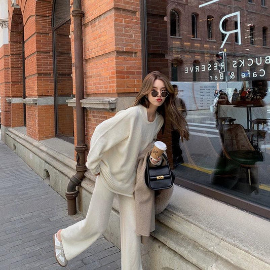 Women's Autumn and Winter Hong Kong Style Sports Chic Two-Piece Suit - Leo’s Look Your Best 