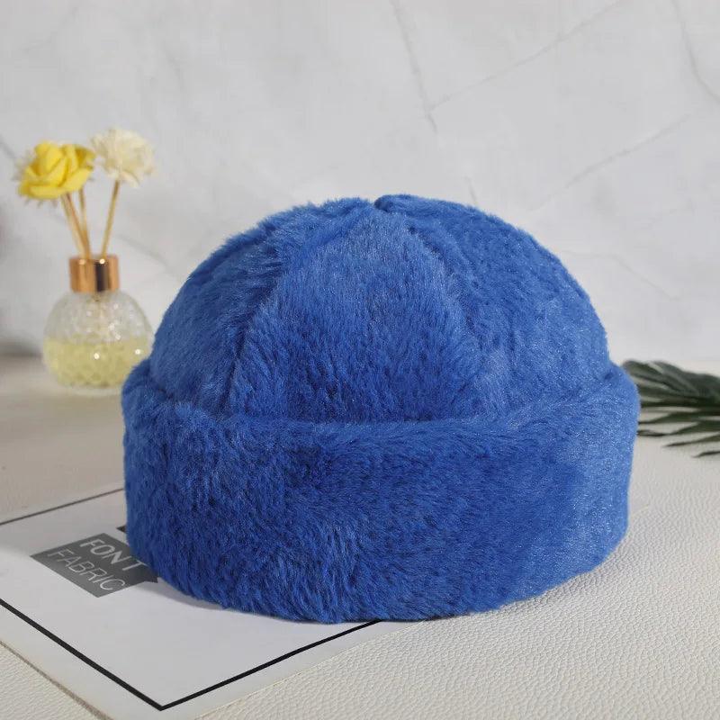 Fashion Cute Plush Knitted Beanie Hat Women Autumn Winter Thickened Warm Headband Woolen Hat Outdoors Face Small Cold Cap Tide - Leo’s Look Your Best 