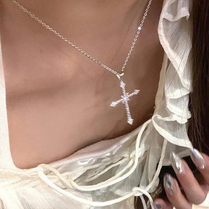 Y2K Punk Crystal Cross Pendant Necklace For Women Men Gothic Clavicle Chain Choker Necklaces Aesthetic Jewelry Bijoux Party Gift - Leo’s Look Your Best 