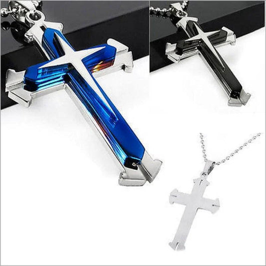 Fashion Men Cross Necklace Cross Amulet Pendant Hip Hop Necklaces for Men Cross Jewelry Anniversary Gift - Leo’s Look Your Best 