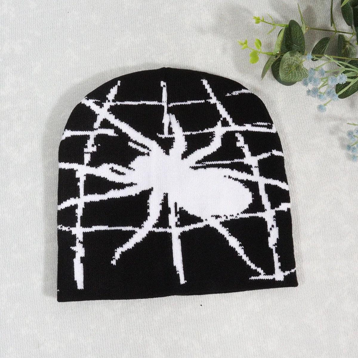 New Halloween Party Knitted Skullies Paragraph Beanies Hat Winter Funny Pumpkin Ghost Face Cap Spider Net Woolen Gold Hat - Leo’s Look Your Best 