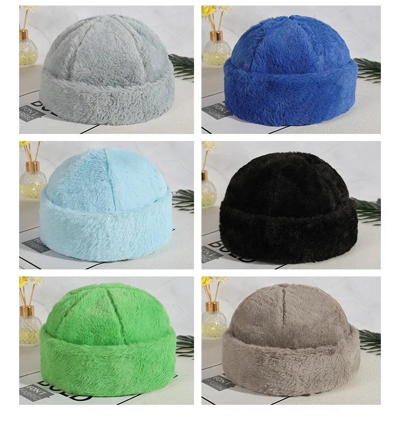 Fashion Cute Plush Knitted Beanie Hat Women Autumn Winter Thickened Warm Headband Woolen Hat Outdoors Face Small Cold Cap Tide - Leo’s Look Your Best 