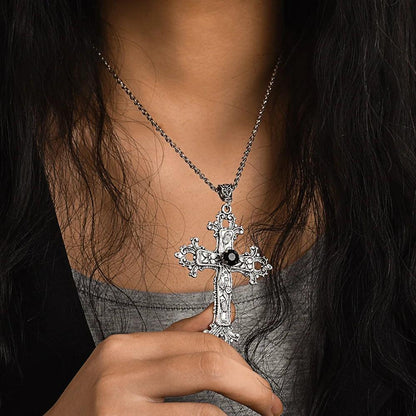 Y2K Punk Crystal Cross Pendant Necklace For Women Men Gothic Clavicle Chain Choker Necklaces Aesthetic Jewelry Bijoux Party Gift - Leo’s Look Your Best 