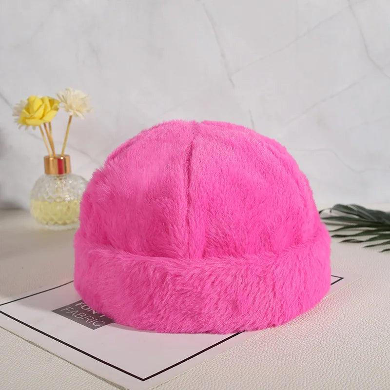 Fashion Cute Plush Knitted Beanie Hat Women Autumn Winter Thickened Warm Headband Woolen Hat Outdoors Face Small Cold Cap Tide - Leo’s Look Your Best 