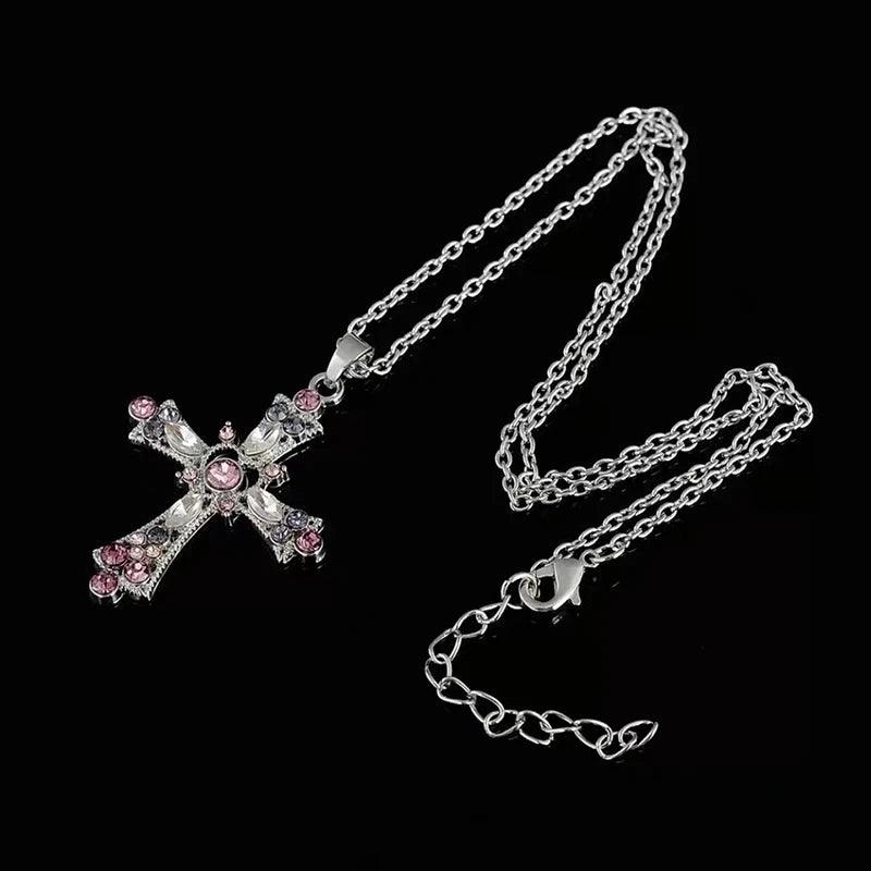 Y2K Punk Crystal Cross Pendant Necklace For Women Men Gothic Clavicle Chain Choker Necklaces Aesthetic Jewelry Bijoux Party Gift - Leo’s Look Your Best 