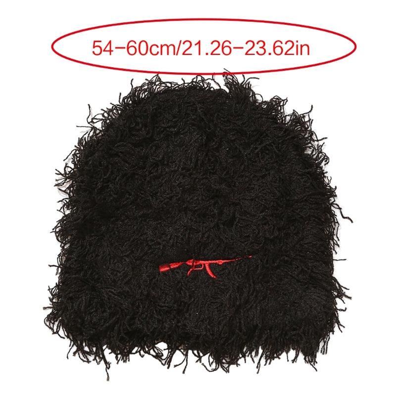 Y166 Fringed Balaclava Hat Unisex Beanie Hat Men Neck Warmer Messy Coil Photo Props Versatile Outdoor Activities - Leo’s Look Your Best 