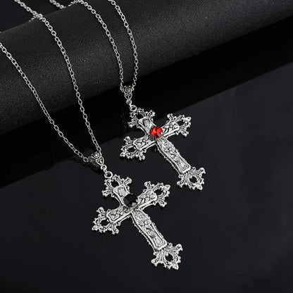 Y2K Punk Crystal Cross Pendant Necklace For Women Men Gothic Clavicle Chain Choker Necklaces Aesthetic Jewelry Bijoux Party Gift - Leo’s Look Your Best 