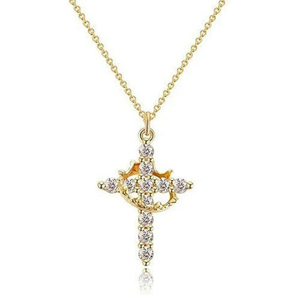 2024 Hot Sale AAAA Cubic Zircon Plated 14K Gold 50cm Length Men Women Necklace Crown Rotatable Hang Jewelry Drop Shipping - Leo’s Look Your Best 