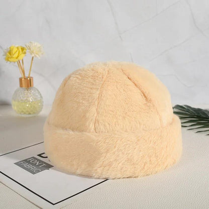 Fashion Cute Plush Knitted Beanie Hat Women Autumn Winter Thickened Warm Headband Woolen Hat Outdoors Face Small Cold Cap Tide - Leo’s Look Your Best 