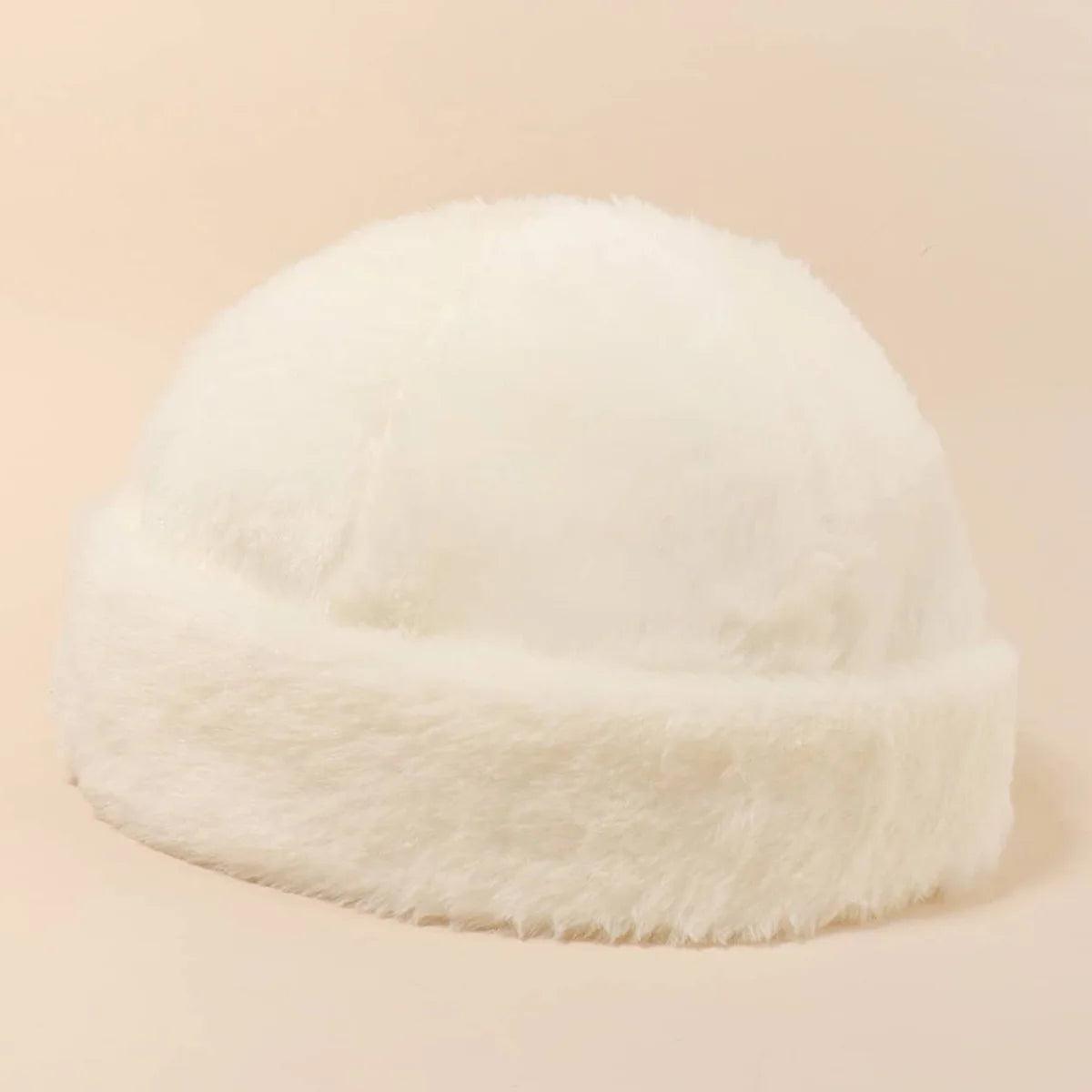 Fashion Cute Plush Knitted Beanie Hat Women Autumn Winter Thickened Warm Headband Woolen Hat Outdoors Face Small Cold Cap Tide - Leo’s Look Your Best 