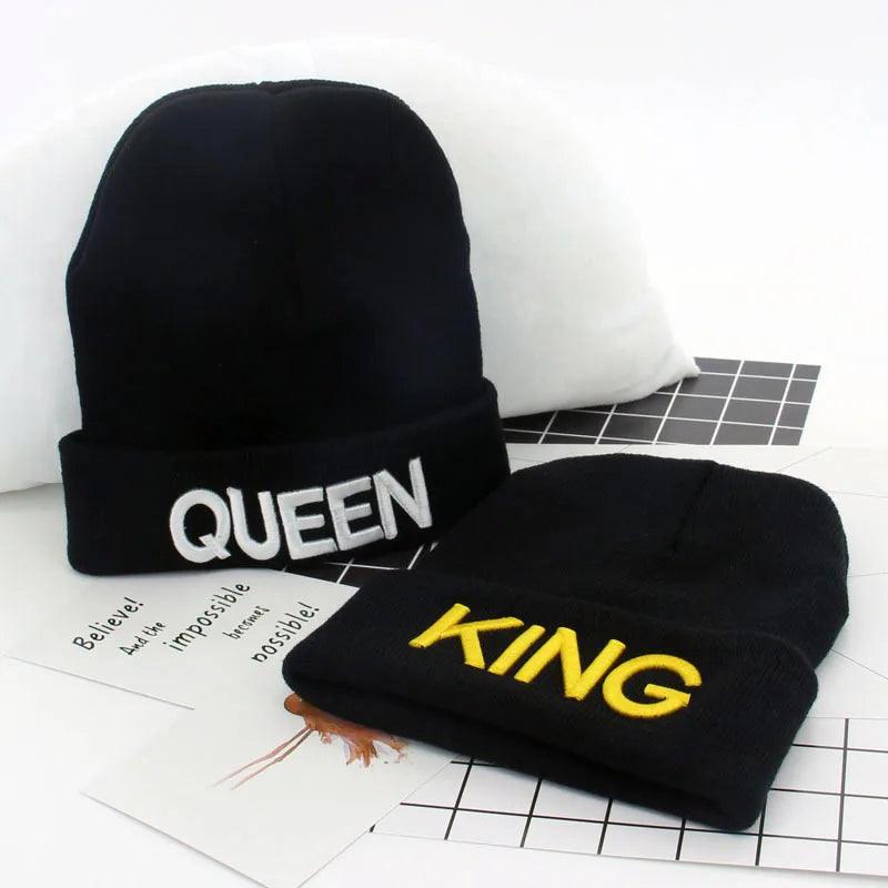 Winter Beanies Hats King Queen Hats Knitted Caps Hats Men Women Cap for Couples Lovers Present hip hop - Leo’s Look Your Best 