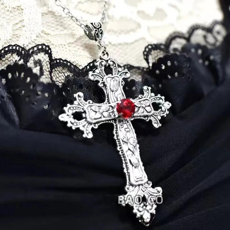 Y2K Punk Crystal Cross Pendant Necklace For Women Men Gothic Clavicle Chain Choker Necklaces Aesthetic Jewelry Bijoux Party Gift - Leo’s Look Your Best 