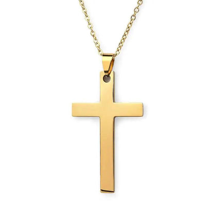 2022 Fashion Stainless Steel Necklace For Men Women Black Gold Silver Color Cross Pendant Chain Necklace Jewelry Gift - Leo’s Look Your Best 