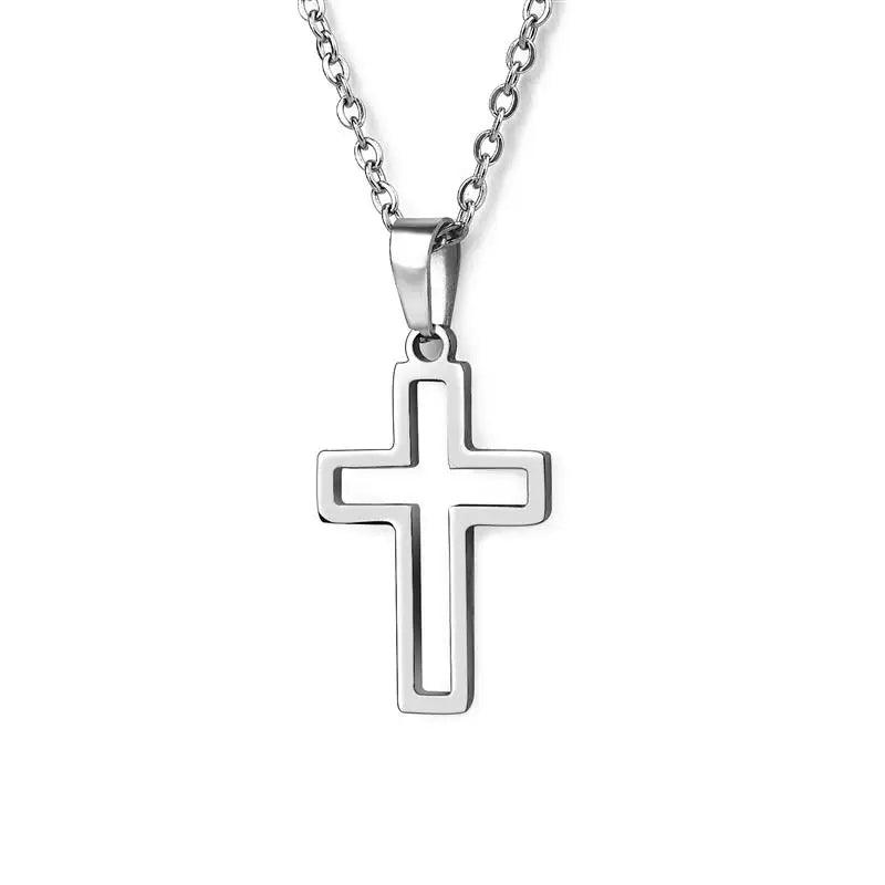 2022 Fashion Stainless Steel Necklace For Men Women Black Gold Silver Color Cross Pendant Chain Necklace Jewelry Gift - Leo’s Look Your Best 