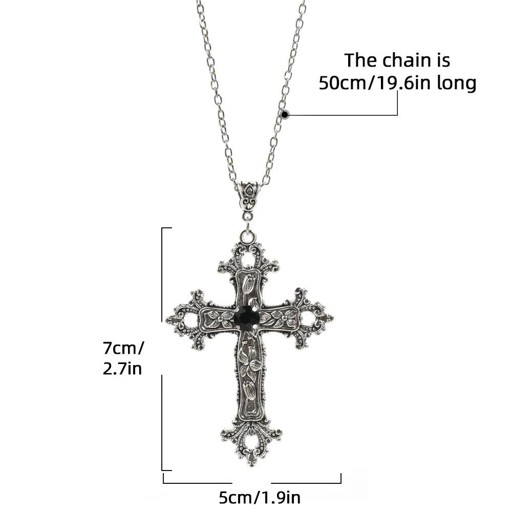 Y2K Punk Crystal Cross Pendant Necklace For Women Men Gothic Clavicle Chain Choker Necklaces Aesthetic Jewelry Bijoux Party Gift - Leo’s Look Your Best 