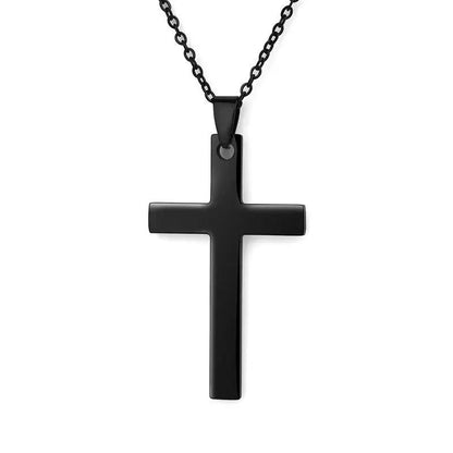 2022 Fashion Stainless Steel Necklace For Men Women Black Gold Silver Color Cross Pendant Chain Necklace Jewelry Gift - Leo’s Look Your Best 