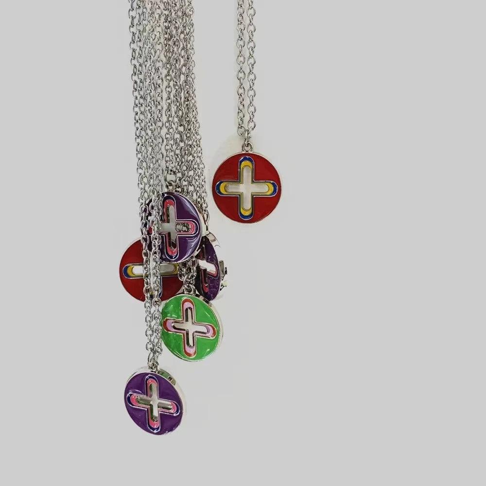 New Trendy Brand Cross Round Brand Dripping Oil Pendant Necklace Hip Hop Niche Design Personality Net Red Same Necklace - Leo’s Look Your Best 