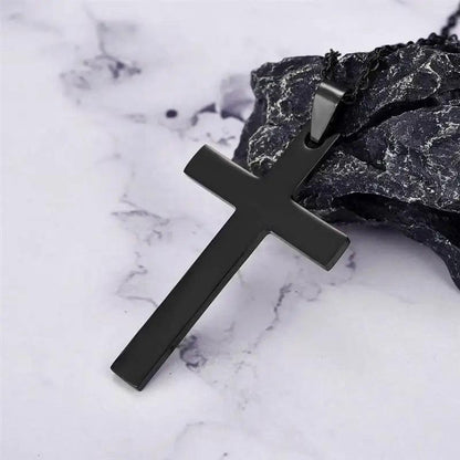 2022 Fashion Stainless Steel Necklace For Men Women Black Gold Silver Color Cross Pendant Chain Necklace Jewelry Gift - Leo’s Look Your Best 