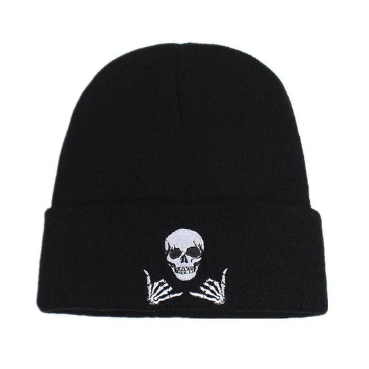 Winter solid beanie hat Warm cap Acrylic skeleton skull knitted hat Unisex men women skullies ski skullcap gorros - Leo’s Look Your Best 