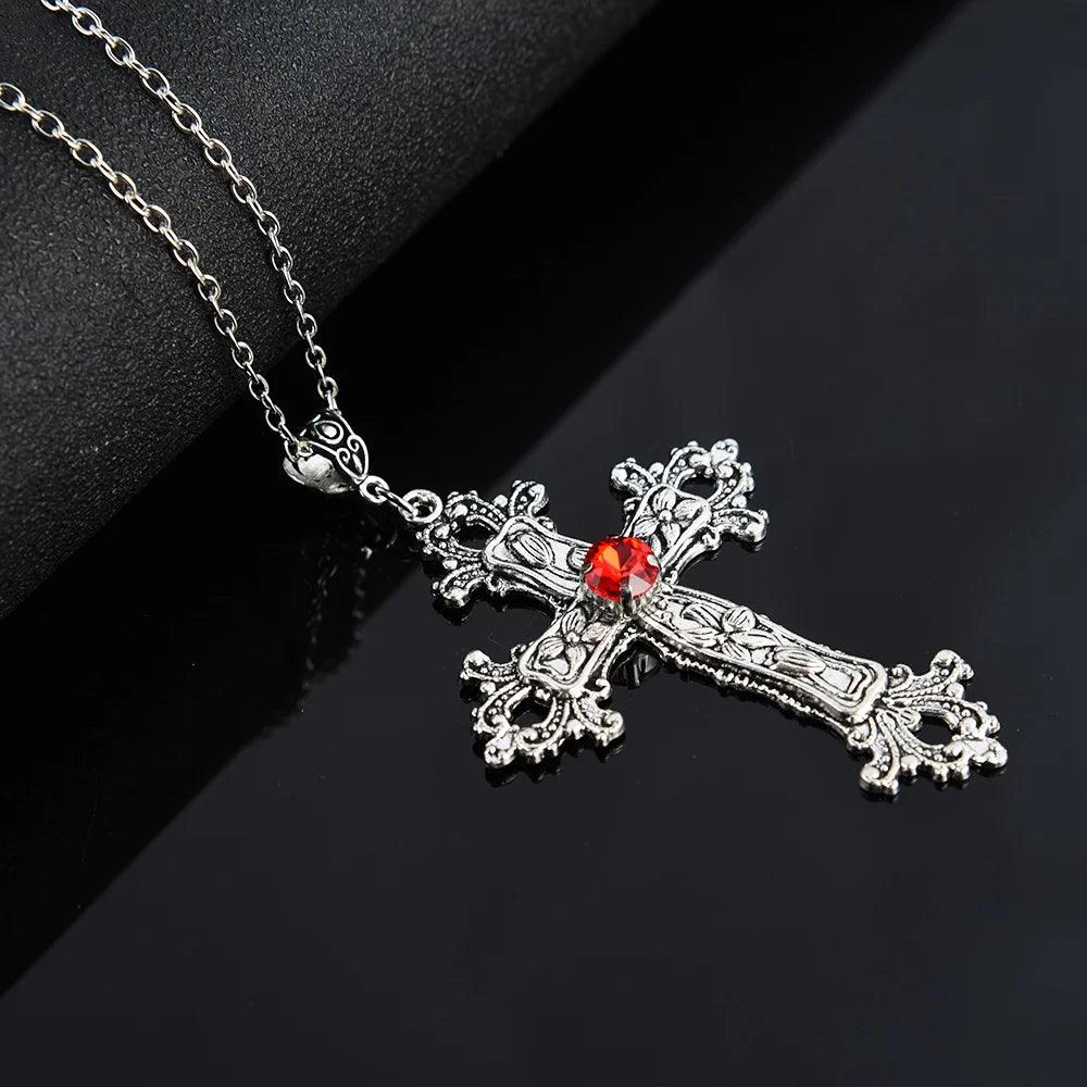 Y2K Punk Crystal Cross Pendant Necklace For Women Men Gothic Clavicle Chain Choker Necklaces Aesthetic Jewelry Bijoux Party Gift - Leo’s Look Your Best 