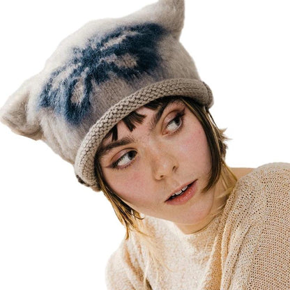 Women Y2k Crochet Beanie Hat Cute Cat Ear Hats Goth Knitted Hats Grunge Slouchy Accessory Warm Winter Cap for Outdoor - Leo’s Look Your Best 