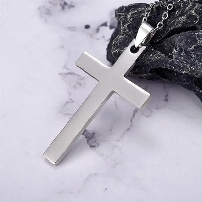 2022 Fashion Stainless Steel Necklace For Men Women Black Gold Silver Color Cross Pendant Chain Necklace Jewelry Gift - Leo’s Look Your Best 