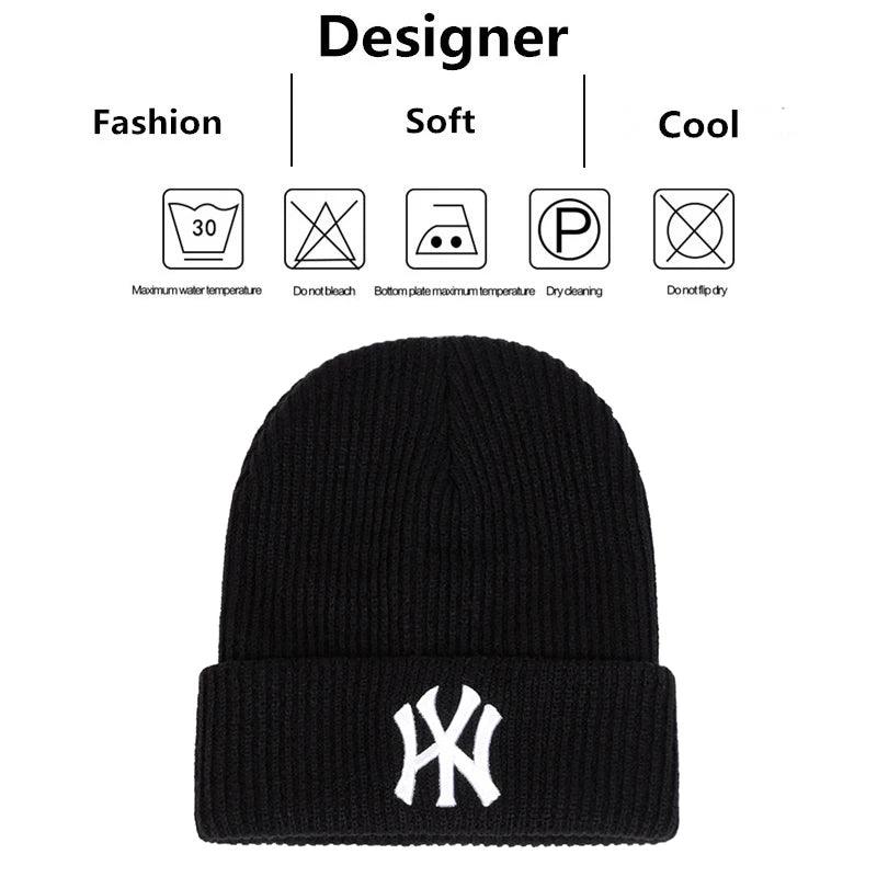 Unisex WY Letter Embroidery Beanies Autumn Winter Warm Hat Hip Caps for Women Men - Leo’s Look Your Best 