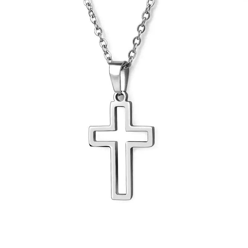 2022 Fashion Stainless Steel Necklace For Men Women Black Gold Silver Color Cross Pendant Chain Necklace Jewelry Gift - Leo’s Look Your Best 