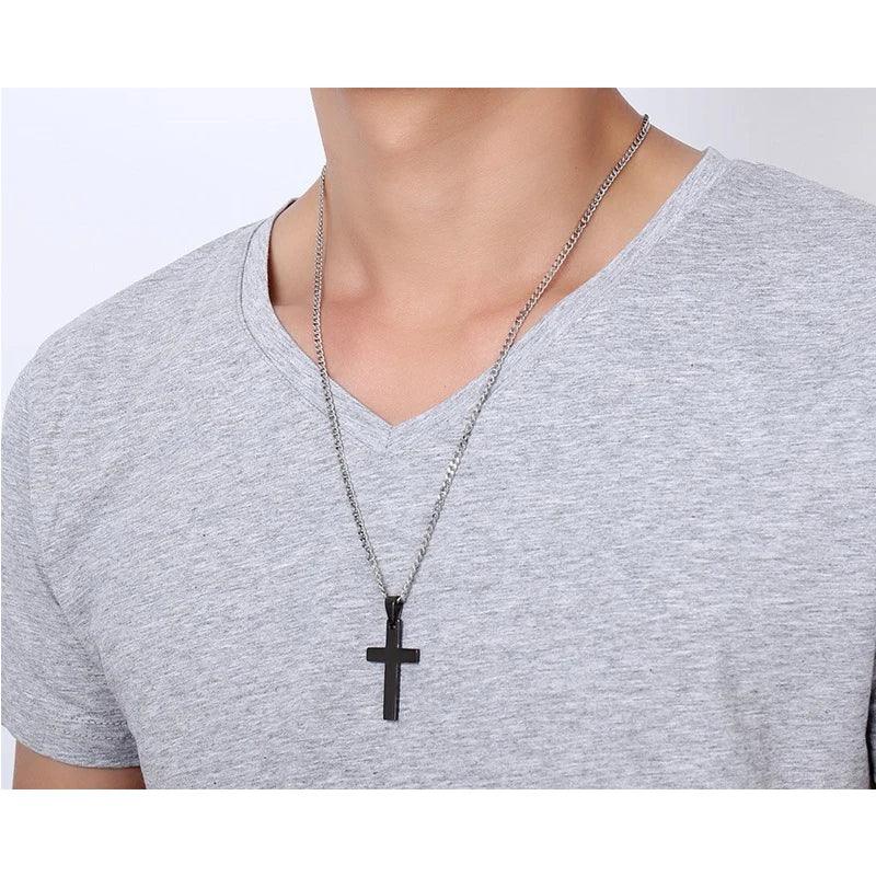 2022 Classic Necklace for Men Fashion Stainless Steel Pendant Black Minimalist Chain Necklace Punk Friendship Jewelry Gift - Leo’s Look Your Best 