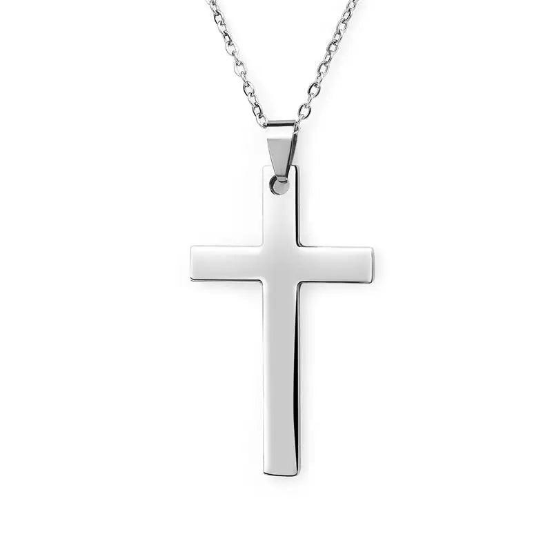 2022 Fashion Stainless Steel Necklace For Men Women Black Gold Silver Color Cross Pendant Chain Necklace Jewelry Gift - Leo’s Look Your Best 