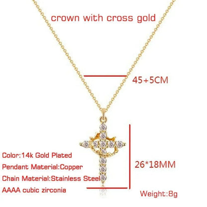 2024 Hot Sale AAAA Cubic Zircon Plated 14K Gold 50cm Length Men Women Necklace Crown Rotatable Hang Jewelry Drop Shipping - Leo’s Look Your Best 