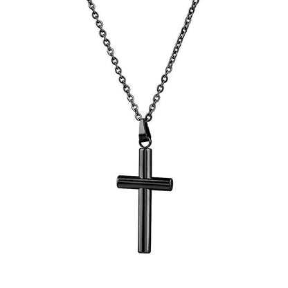 2022 Fashion Stainless Steel Necklace For Men Women Black Gold Silver Color Cross Pendant Chain Necklace Jewelry Gift - Leo’s Look Your Best 