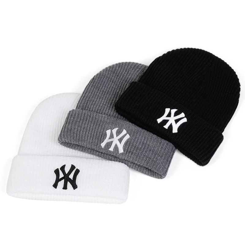 Unisex WY Letter Embroidery Beanies Autumn Winter Warm Hat Hip Caps for Women Men - Leo’s Look Your Best 