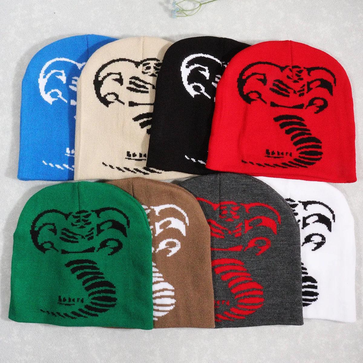 New Men's Knit Beanies Hat Wool Cap European American Hip-Hop rattlesnake Knitted Hats Halloween Funny Pullover Brimless Bonnet - Leo’s Look Your Best 