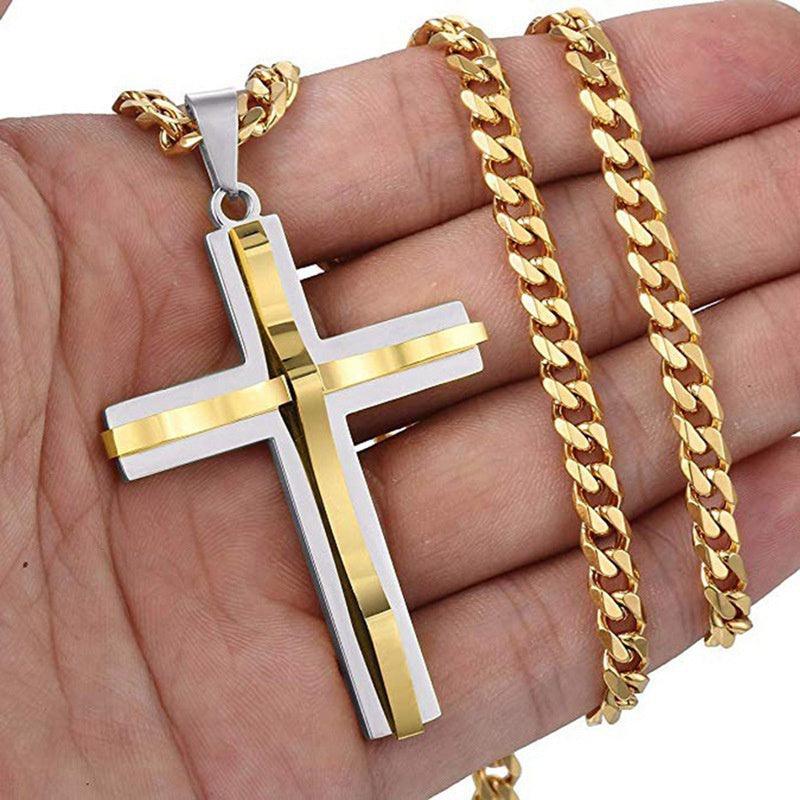 Mens Jewellery Necklace Men Faith Jewelry Stainless Steel Necklace Chain Necklace Hip Hop Punk Party Accessories Collar - Leo’s Look Your Best 