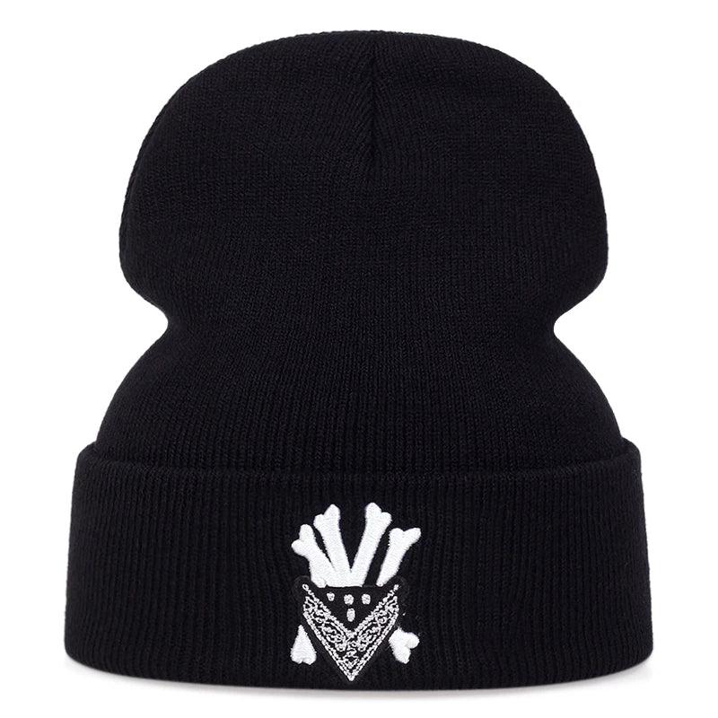 Unisex Cartoon Letter Embroidery Beanies Autumn Winter Warm Beanie Hat Caps for Women Men - Leo’s Look Your Best 