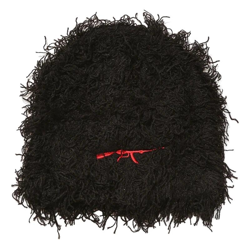 Y166 Fringed Balaclava Hat Unisex Beanie Hat Men Neck Warmer Messy Coil Photo Props Versatile Outdoor Activities - Leo’s Look Your Best 