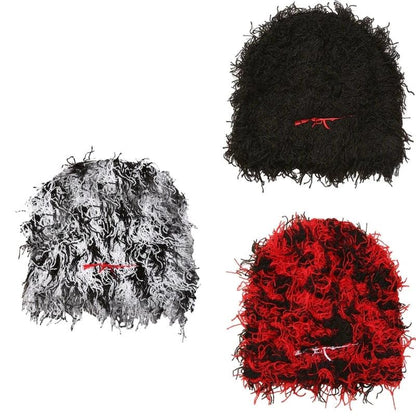 Y166 Fringed Balaclava Hat Unisex Beanie Hat Men Neck Warmer Messy Coil Photo Props Versatile Outdoor Activities - Leo’s Look Your Best 