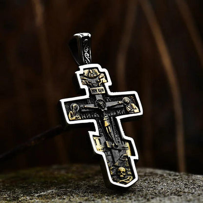 Men's Stainless Steel Crucifix Eastern Orthodox Pendant Chain Necklace Jewelry BP8-515 - Leo’s Look Your Best 