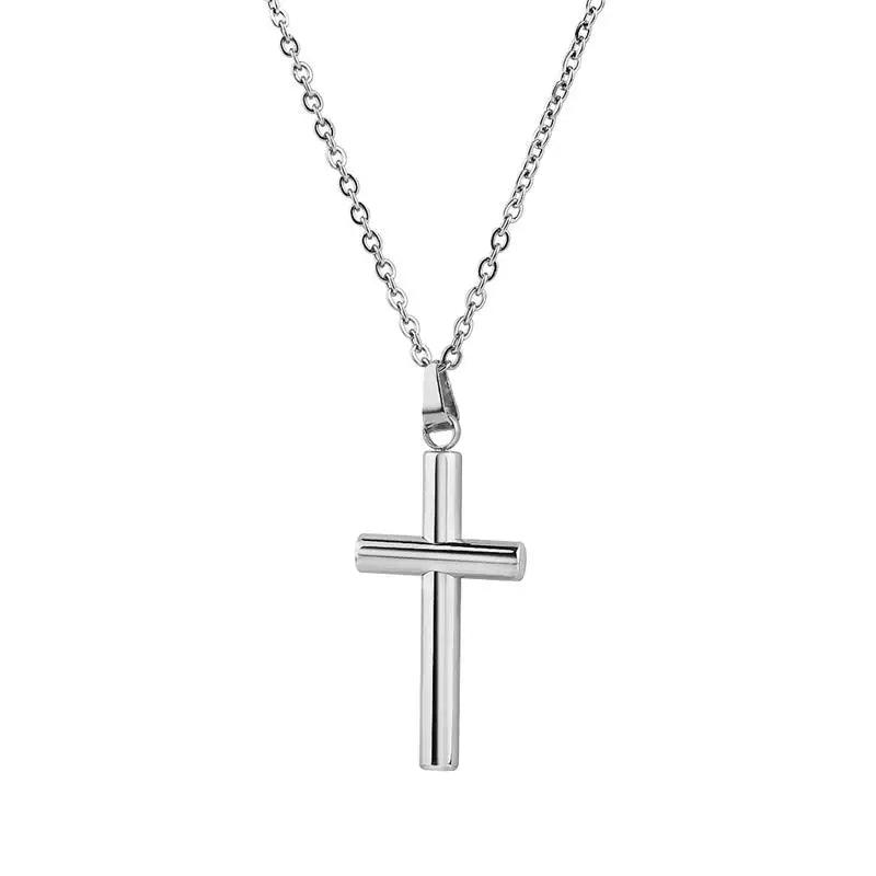 2022 Fashion Stainless Steel Necklace For Men Women Black Gold Silver Color Cross Pendant Chain Necklace Jewelry Gift - Leo’s Look Your Best 