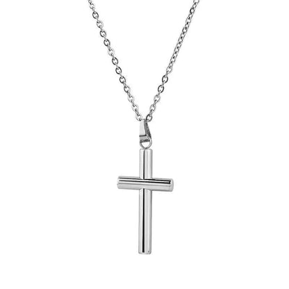 2022 Fashion Stainless Steel Necklace For Men Women Black Gold Silver Color Cross Pendant Chain Necklace Jewelry Gift - Leo’s Look Your Best 