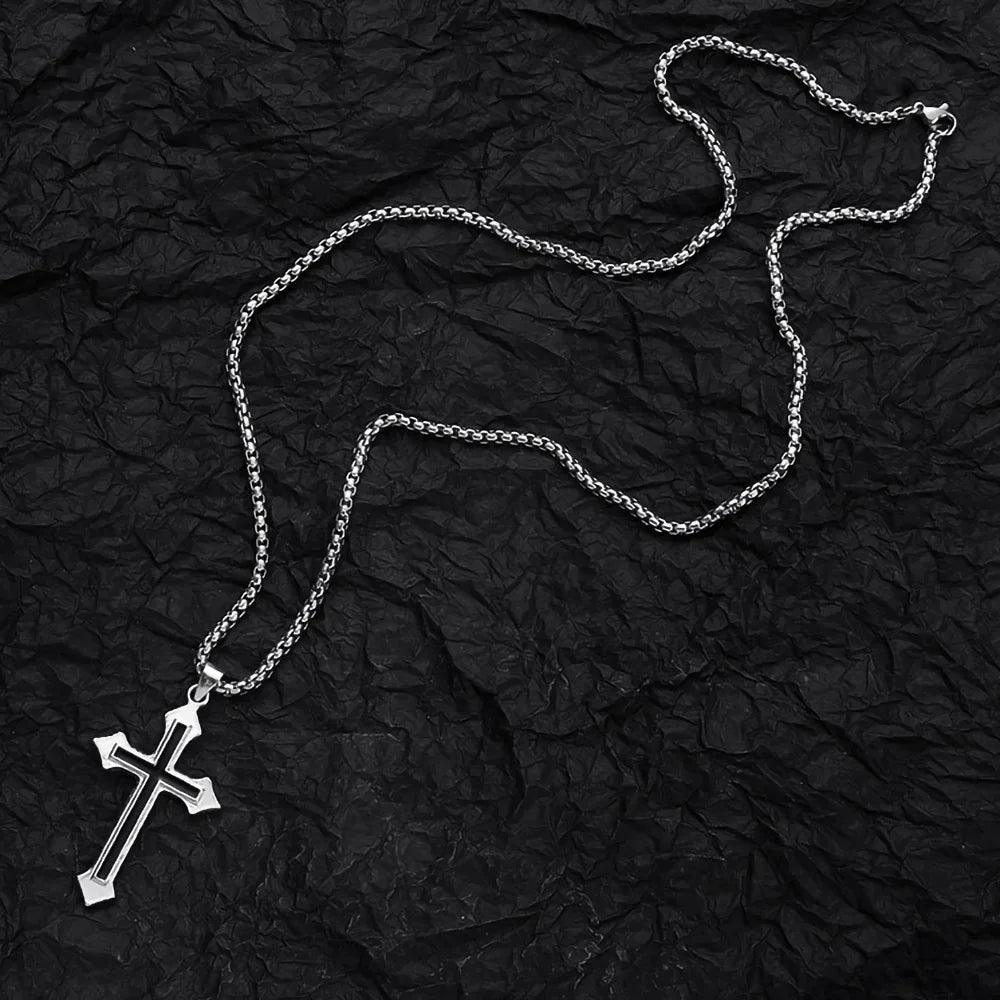 Mens Jewellery New Cross Men Titanium Steel Necklace Domineering Korean Fashion Pendant Punk Party Jewelry Collare Para Mujer - Leo’s Look Your Best 