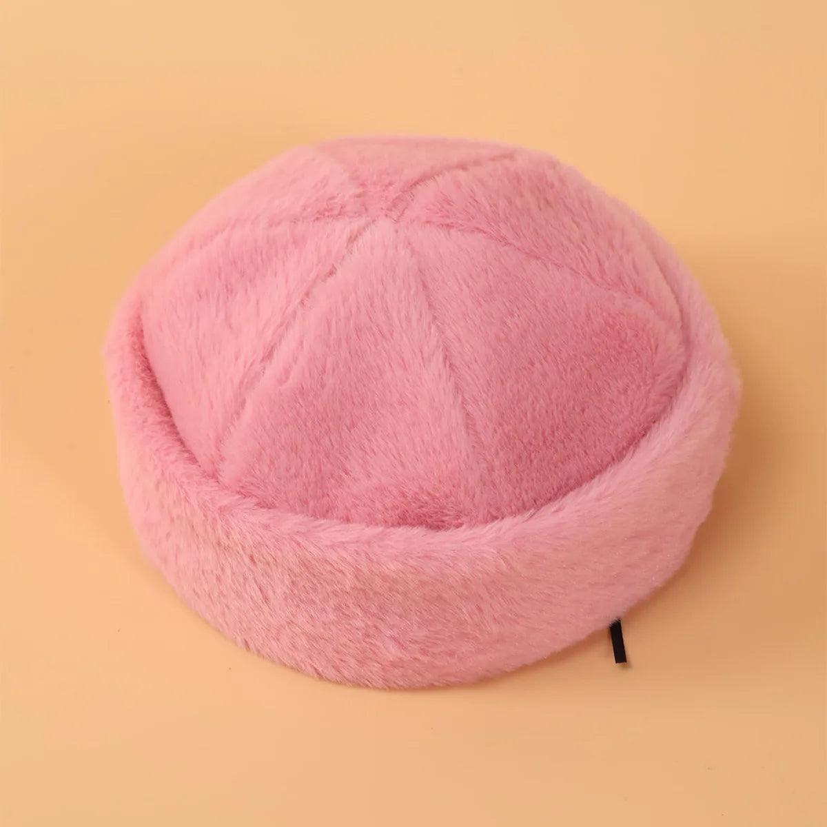 Fashion Cute Plush Knitted Beanie Hat Women Autumn Winter Thickened Warm Headband Woolen Hat Outdoors Face Small Cold Cap Tide - Leo’s Look Your Best 