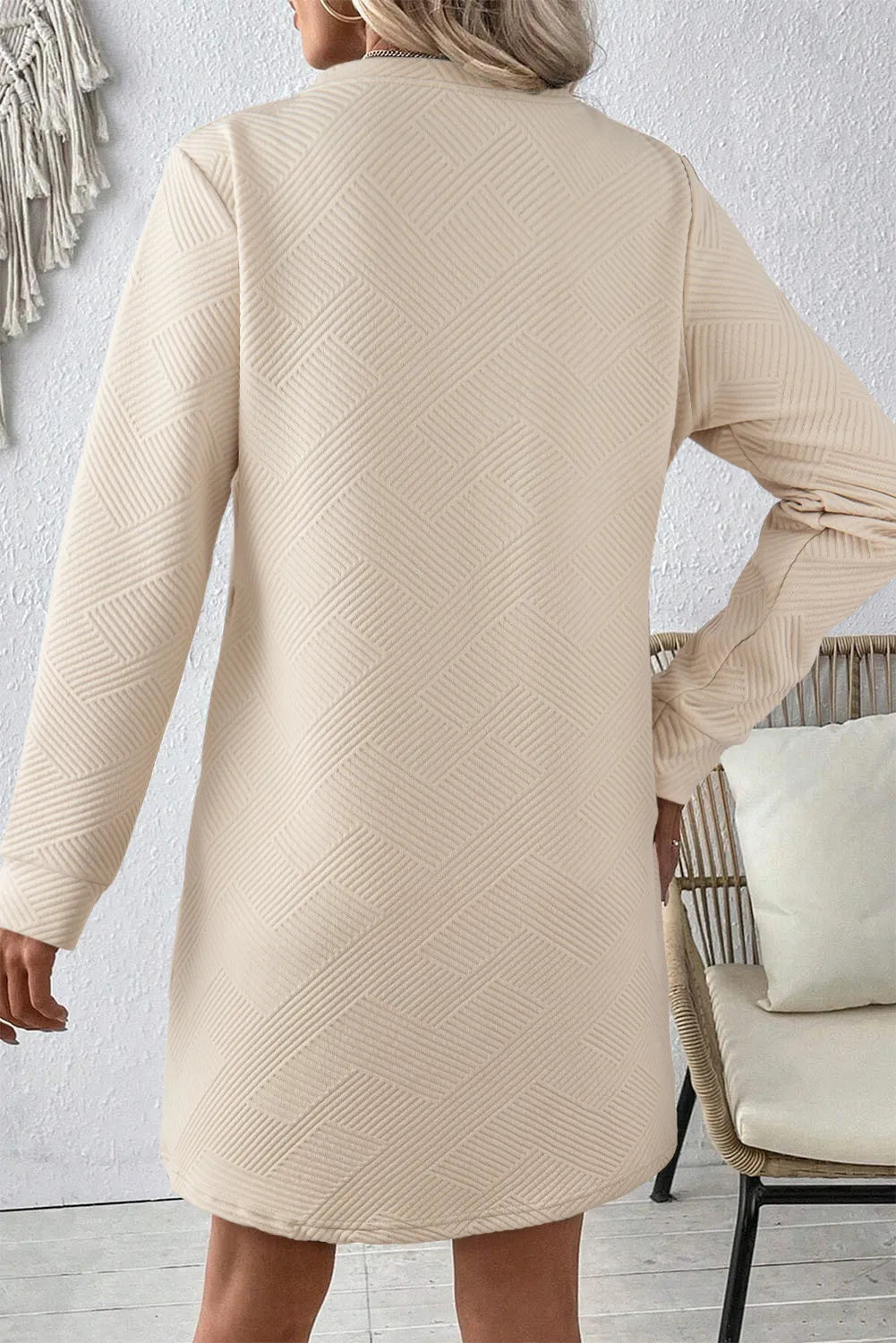 Round Neck Long Sleeve Mini Dress