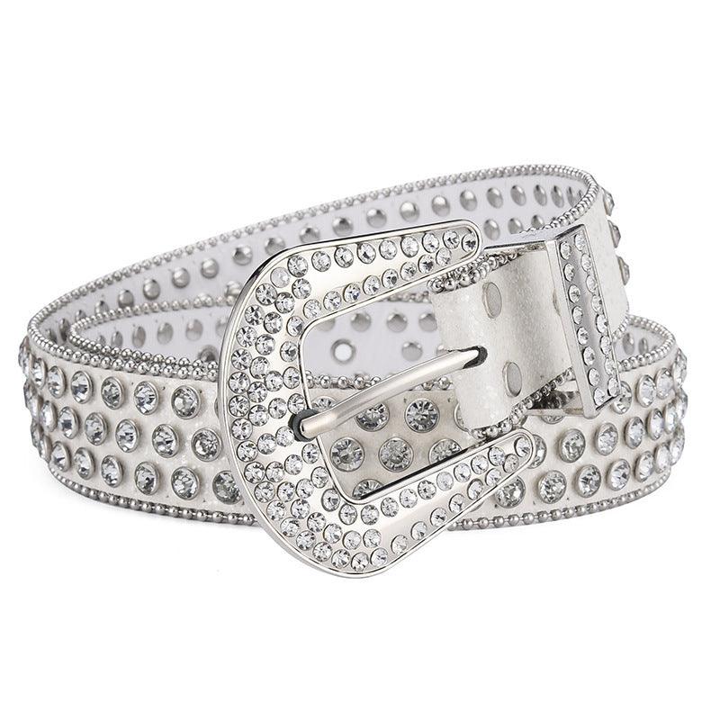 Men Women Alloy Belt Punk Rock Rivet Rhinestone - Leo’s Look Your Best 