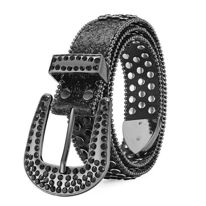 Men Women Alloy Belt Punk Rock Rivet Rhinestone - Leo’s Look Your Best 