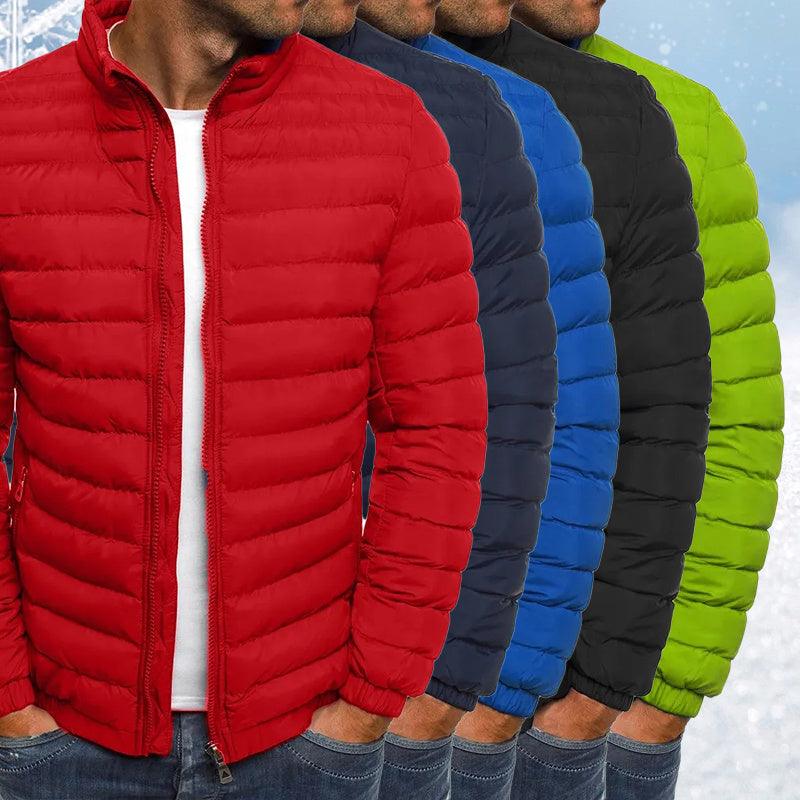 Men Jacket Zipper Solid Color Long Sleeves Pockets Coldproof Autumn Thicken Cotton Padded Overcoat For Outdoor - Leo’s Look Your Best 